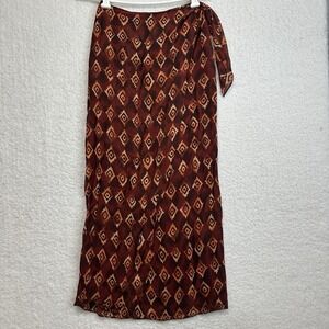 Vintage Moda International Multicolor Geometric Pattern Wrap Skirt Sz 4 USA Made
